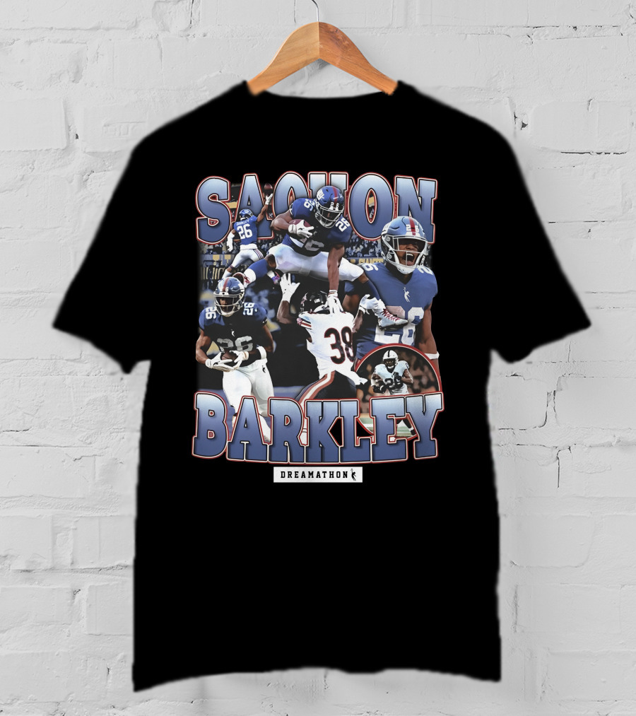 Sterling Shepard Wearing Saquon Barkley Dreamathon NFL Giants Football Collage T-Shirt