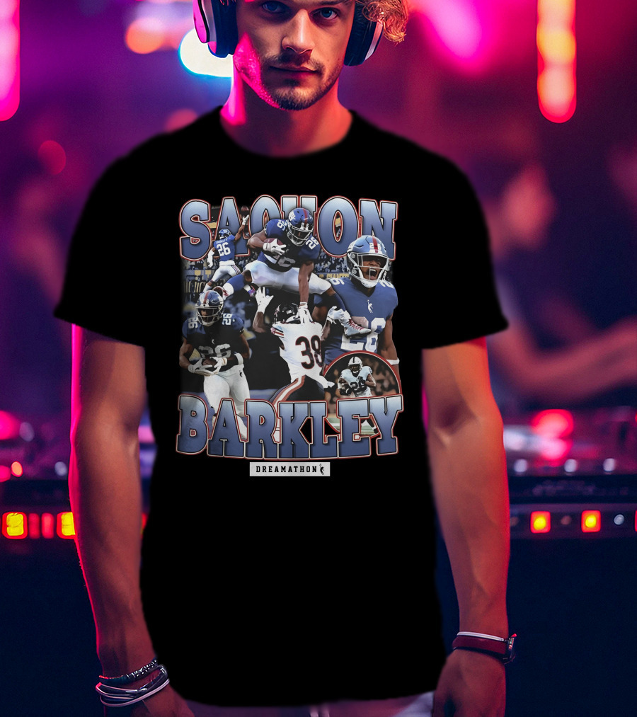 Sterling Shepard Wearing Saquon Barkley Dreamathon NFL Giants Football Collage T-Shirt