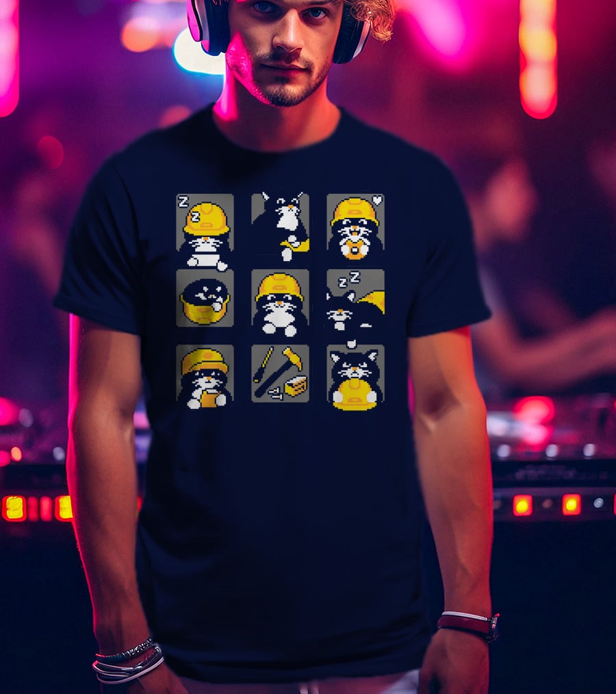 Rawpaw Ink Store Cats With Jobs Construction Workers Icons T-Shirt