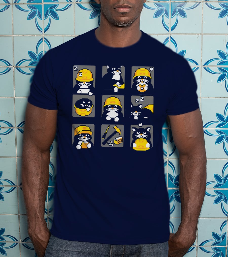 Rawpaw Ink Store Cats With Jobs Construction Workers Icons T-Shirt