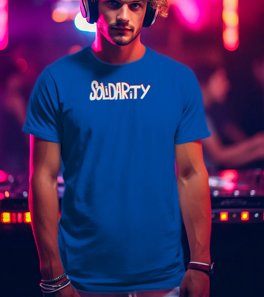 Solidaritycouk Solidarity Dyed Blue Text T-Shirt