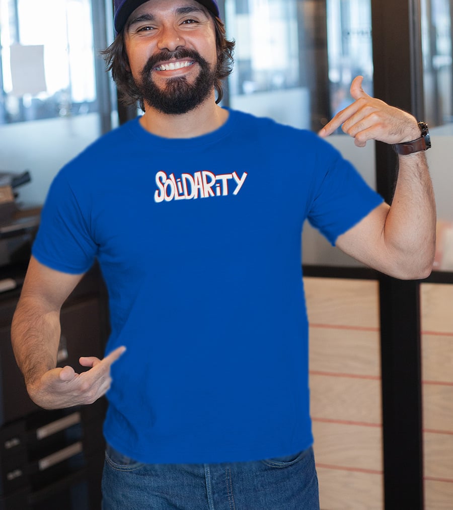Solidaritycouk Solidarity Dyed Blue Text T-Shirt