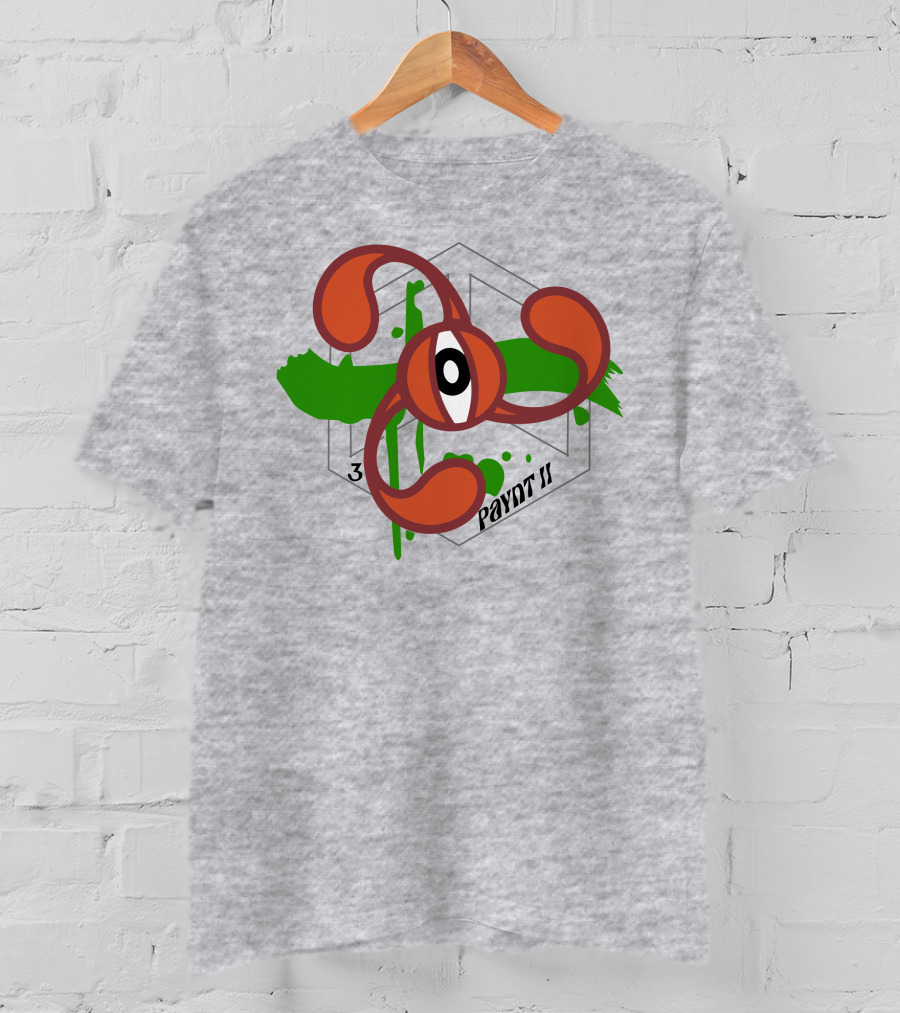 Payntbyzayn 3 Splatter Paynt II Abstract Eyeball Green Brushstroke T-Shirt
