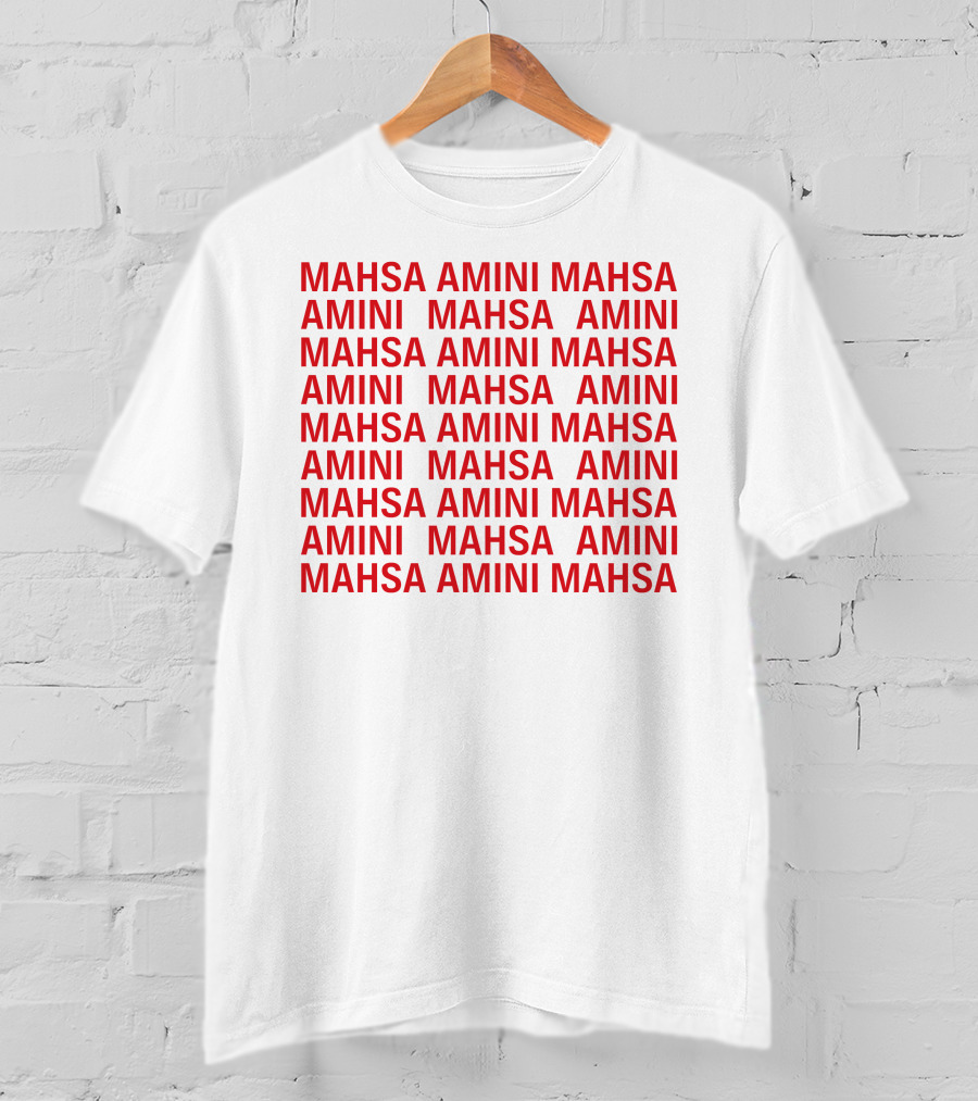 Jessica Chastain Mahsa Amini Repeated Text T-Shirt