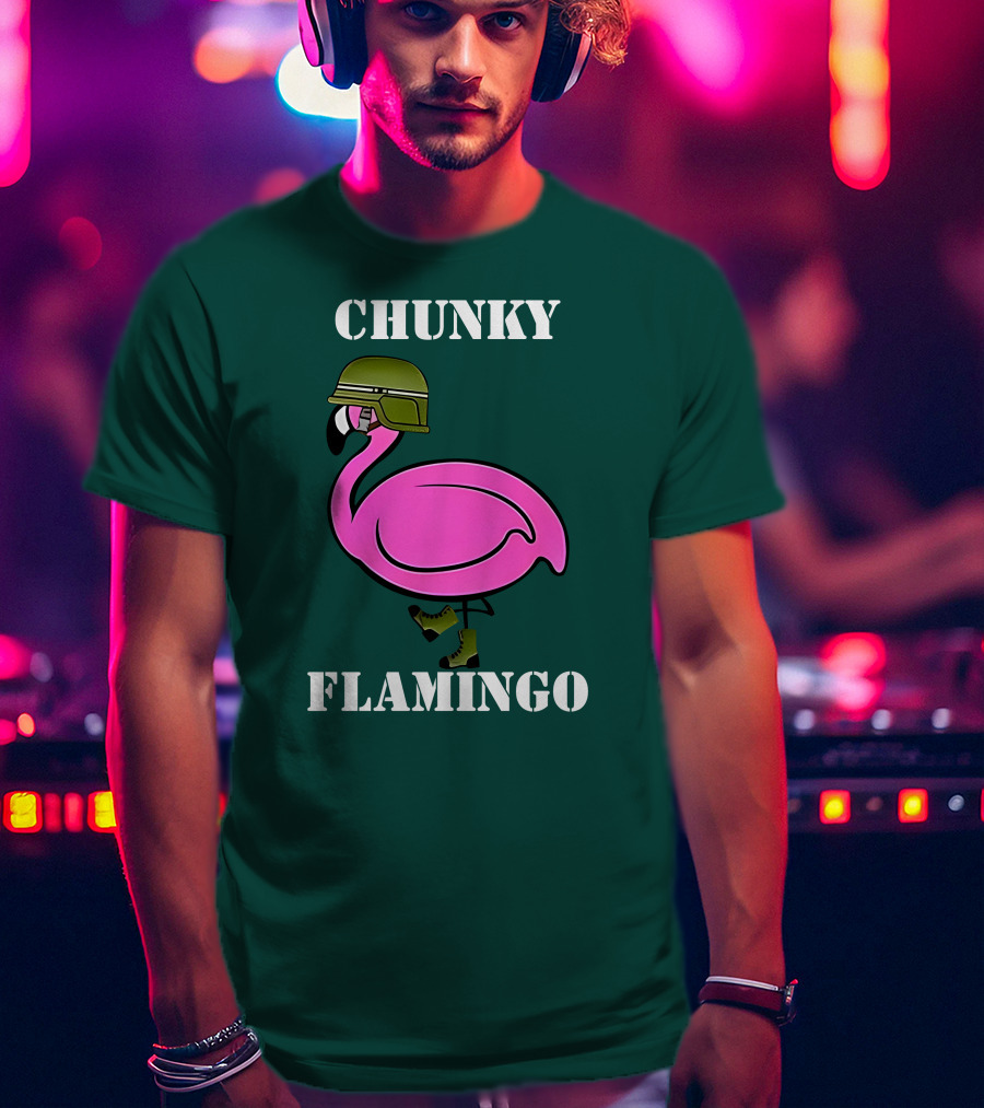 Chunky Flamingo Military Gymlifeanimal Boots Helmet T-Shirt