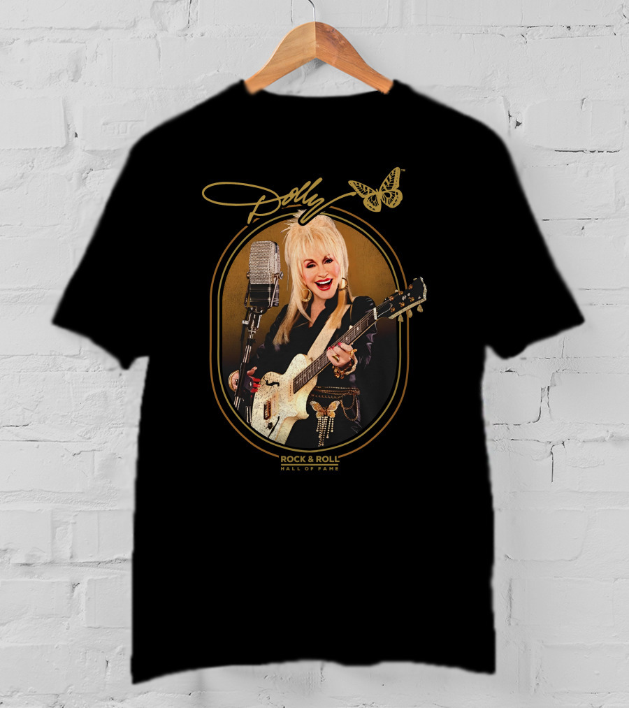 Dolly Parton Rock And Roll Hall Of Fame With Guitar And Microphone T-Shirt
