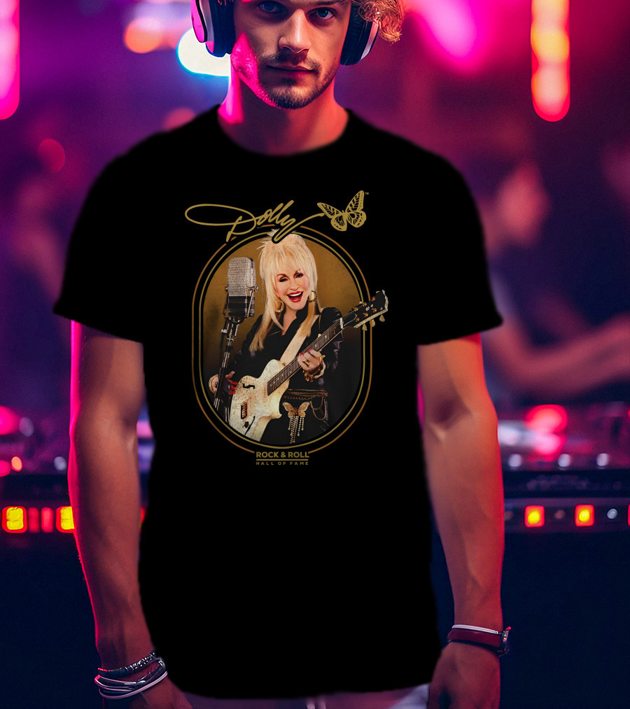 Dolly Parton Rock And Roll Hall Of Fame With Guitar And Microphone T-Shirt
