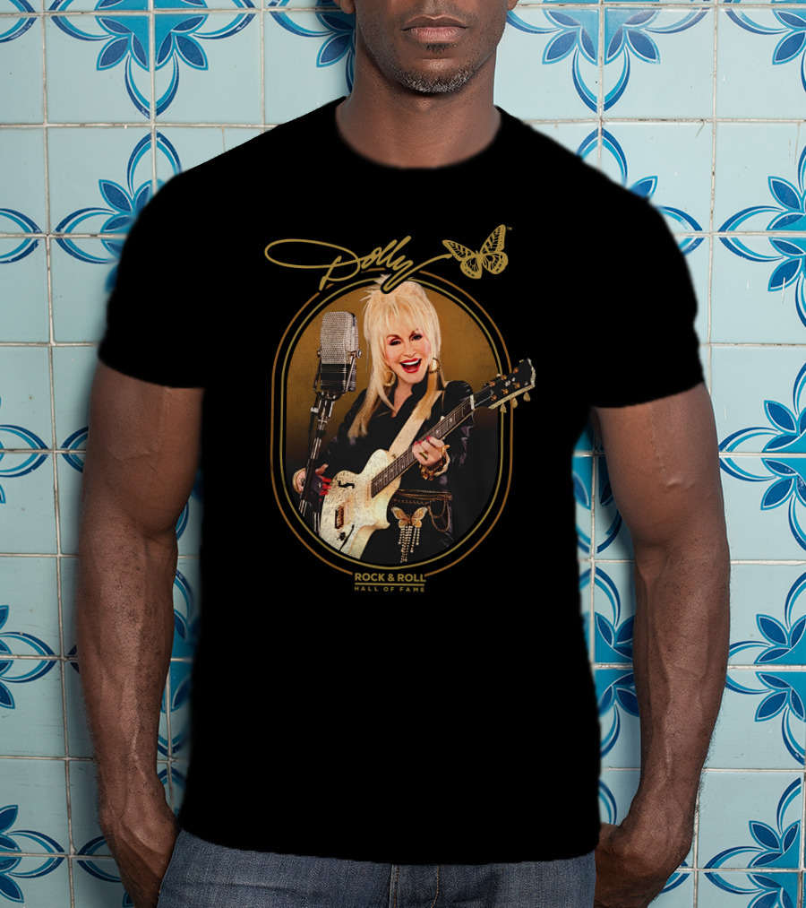 Dolly Parton Rock And Roll Hall Of Fame With Guitar And Microphone T-Shirt