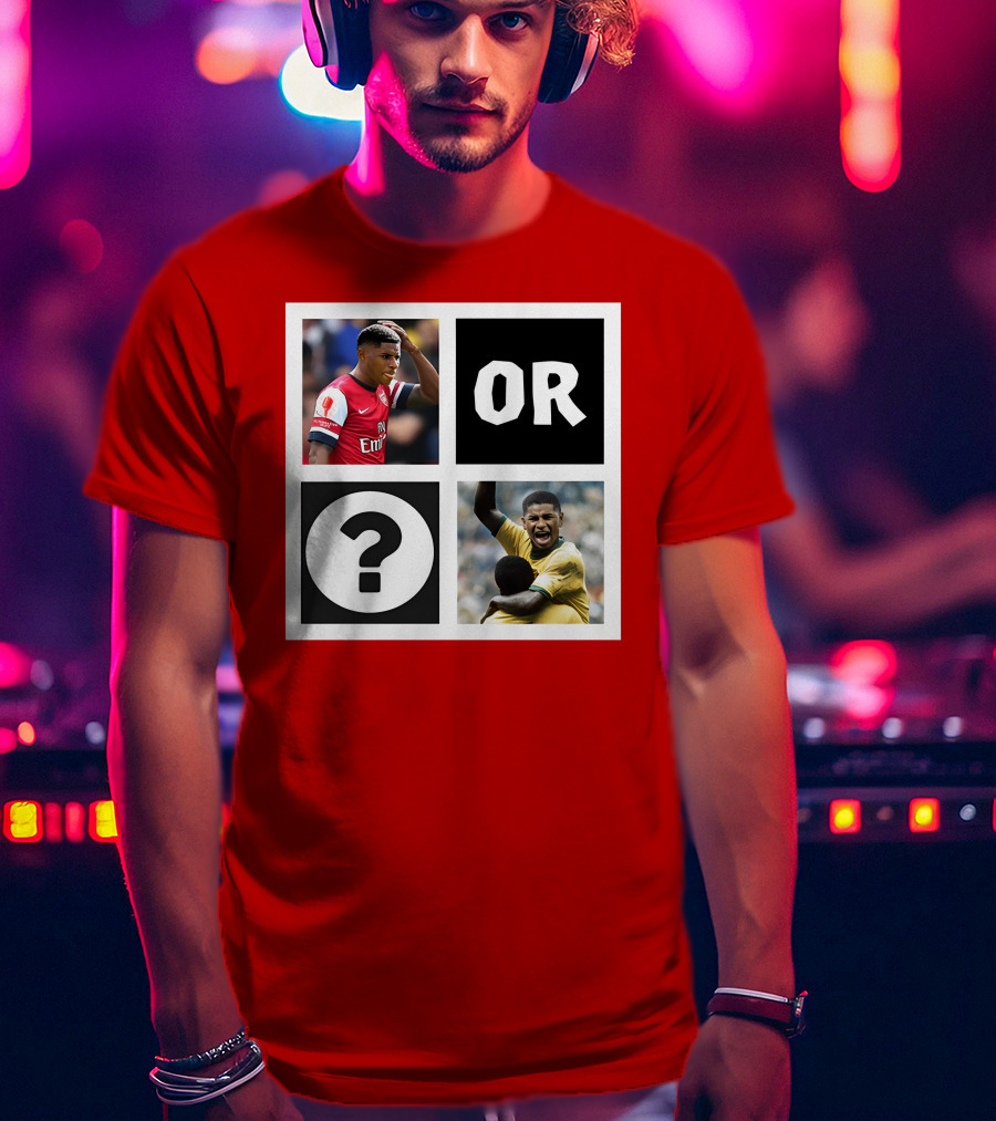 Redmancdesigns Walcott Or Pele Soccer Icons Question Mark Retro Combo T-Shirt