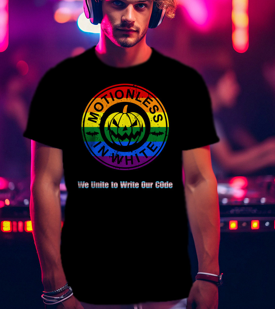 Pride Pumpkin Motionless In White Rainbow We Unite To Write Our Code T-Shirt