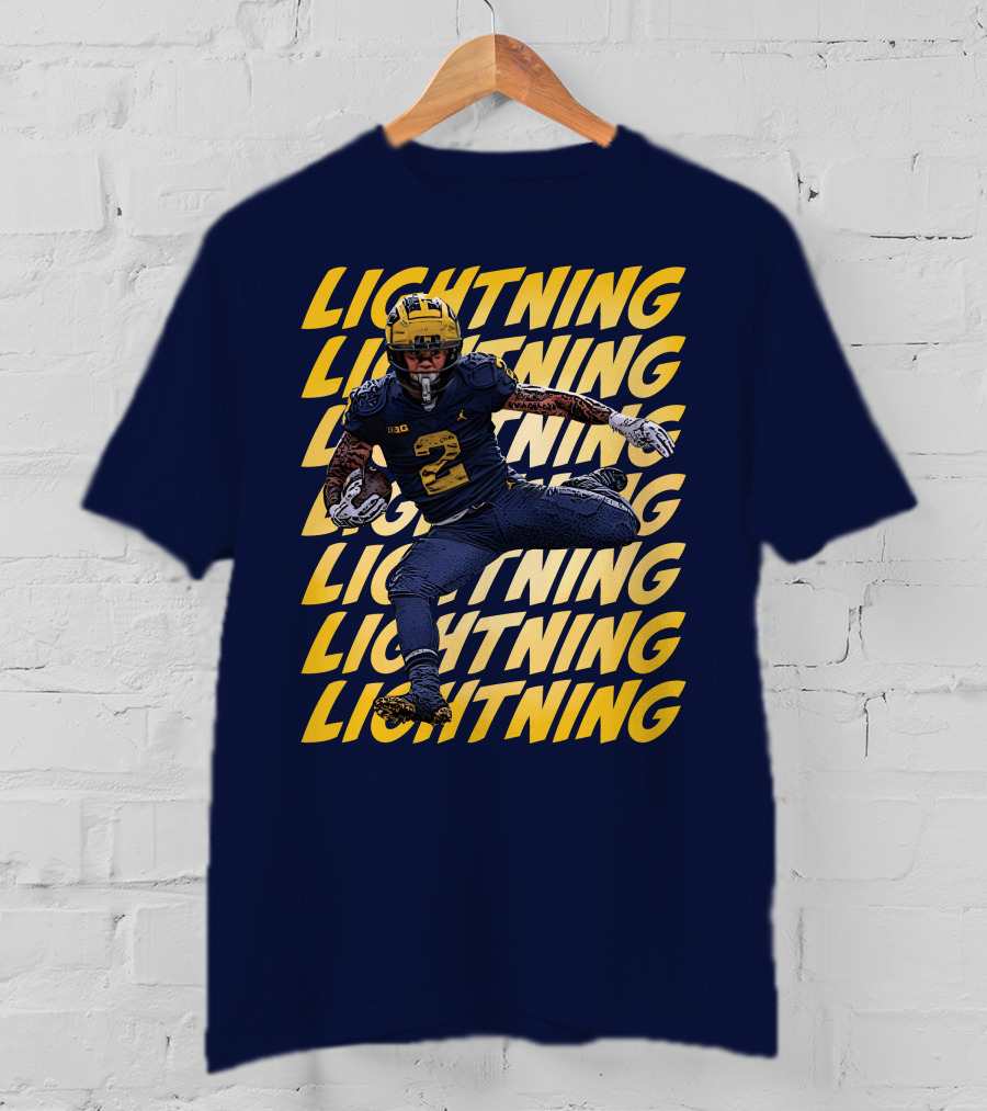 Lightning University Of Michigan Football Blake Corum Valiant Mden Merch T-Shirt