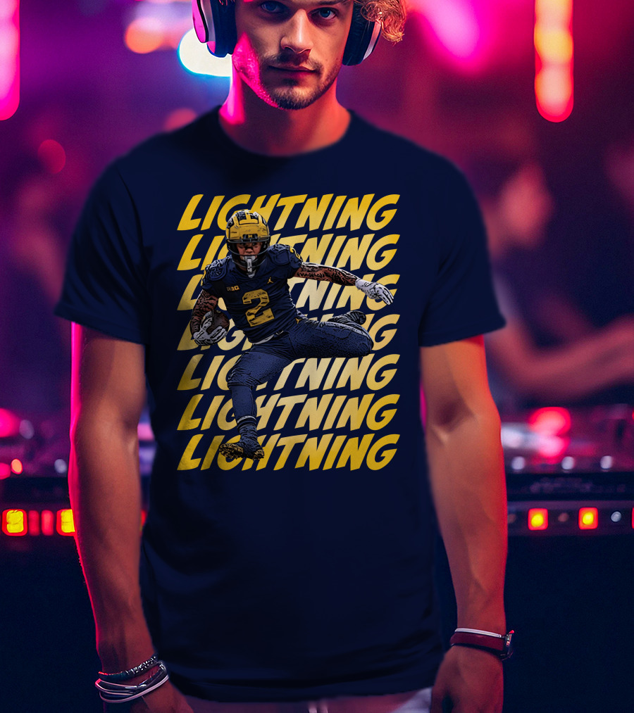 Lightning University Of Michigan Football Blake Corum Valiant Mden Merch T-Shirt