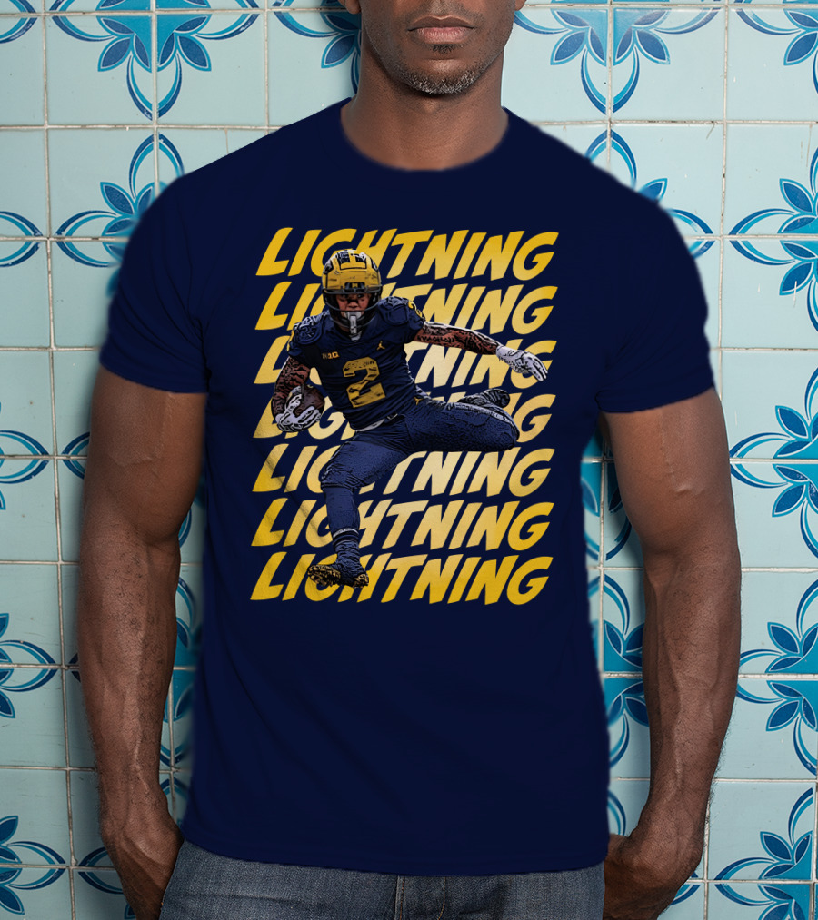 Lightning University Of Michigan Football Blake Corum Valiant Mden Merch T-Shirt