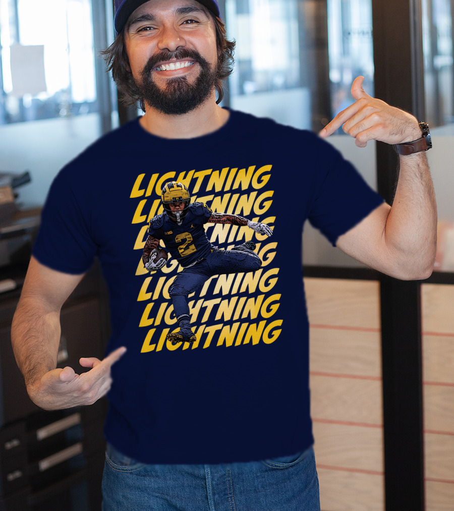 Lightning University Of Michigan Football Blake Corum Valiant Mden Merch T-Shirt