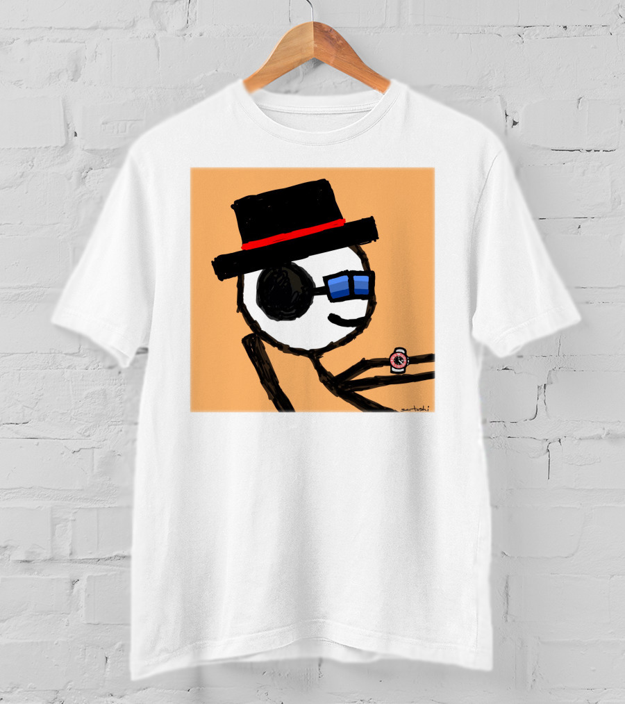 Sartoshi Mfers Stick Figure With Hat Blue Glasses Red Watch T-Shirt