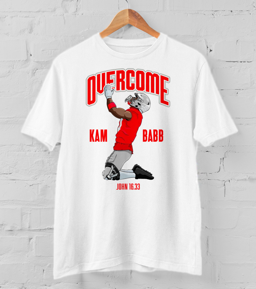 Overcome Kam Babb John 16:33 Football Kneeling Prayer Merch T-Shirt