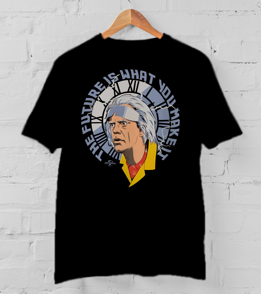 Universal Back To The Future The Future Is What You Make It Doc Brown Clock Face T-Shirt