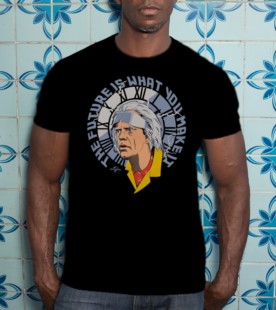 Universal Back To The Future The Future Is What You Make It Doc Brown Clock Face T-Shirt