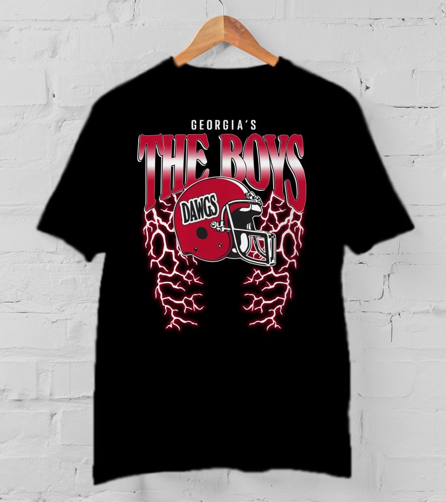Georgia's The Boys Dawgs Helmet Lightning T-Shirt