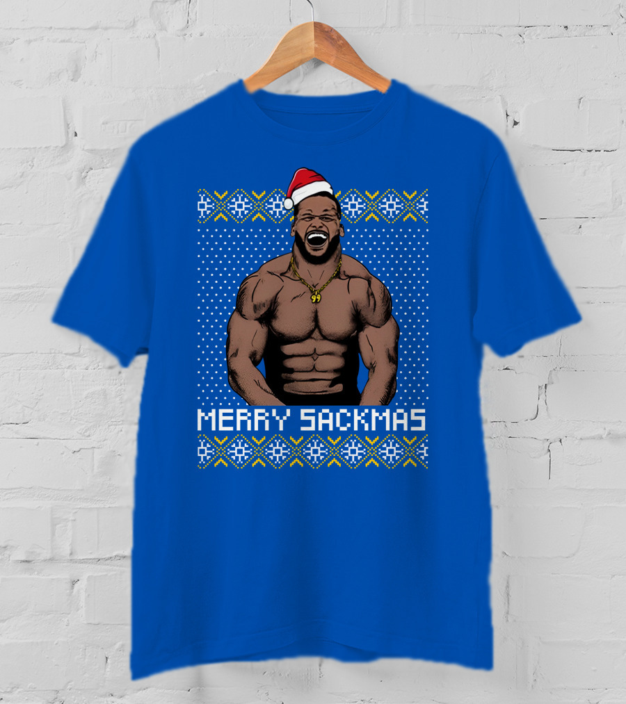 Aaron Donald Merry Sackmas Santa Hat Muscles Uglysweater T-Shirt