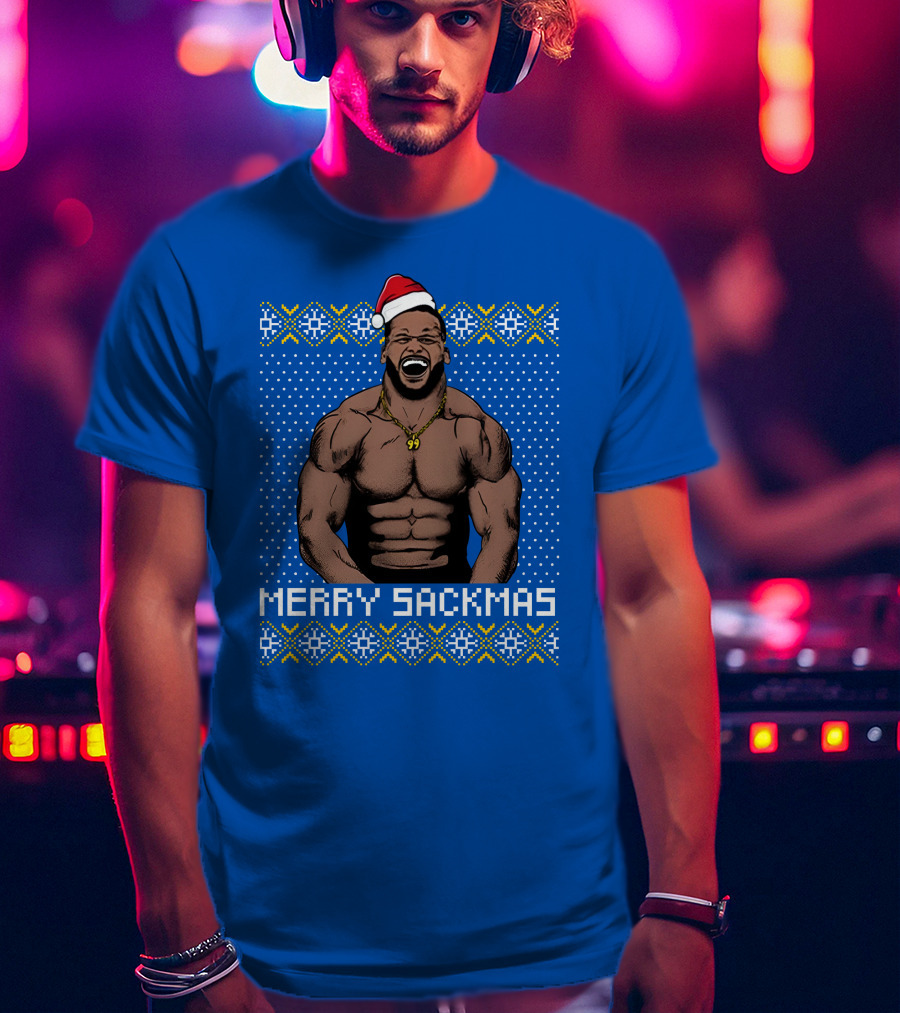 Aaron Donald Merry Sackmas Santa Hat Muscles Uglysweater T-Shirt