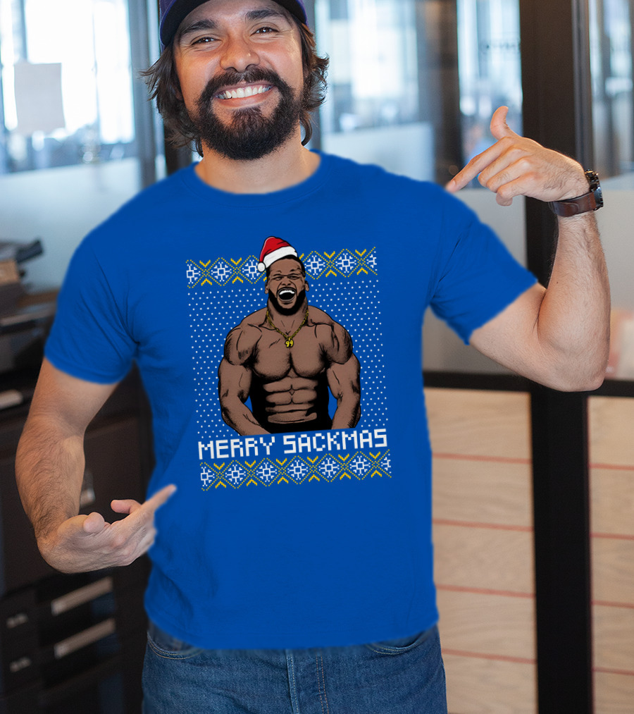 Aaron Donald Merry Sackmas Santa Hat Muscles Uglysweater T-Shirt