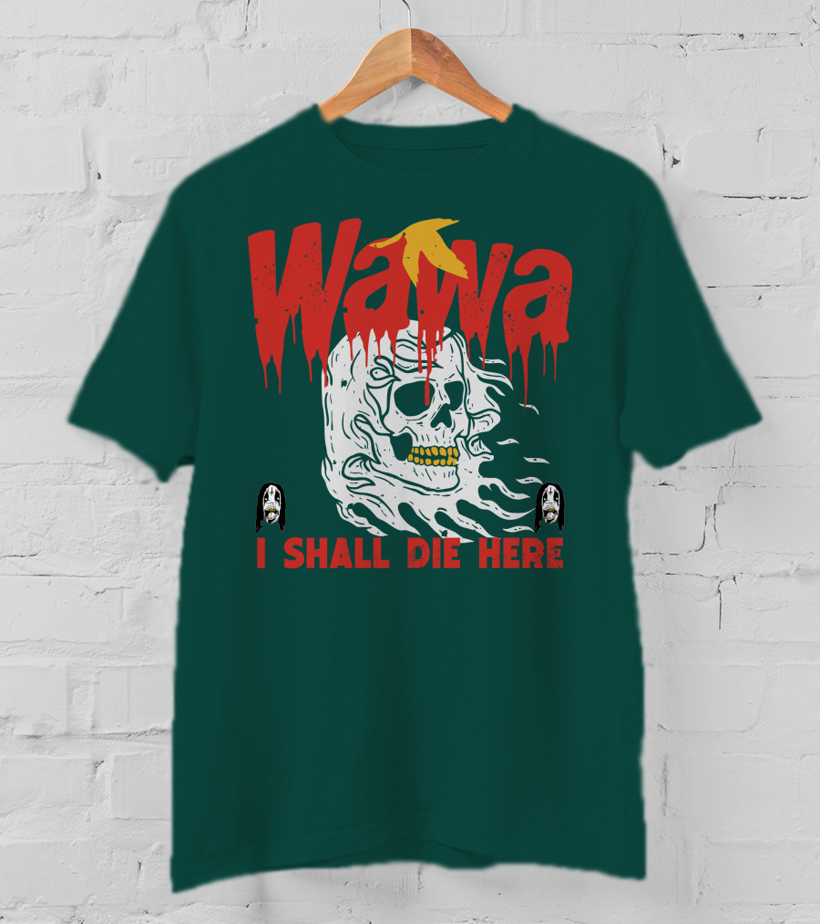 Grimgrimgrim Store Wawa I Shall Die Here Skull Motif T-Shirt