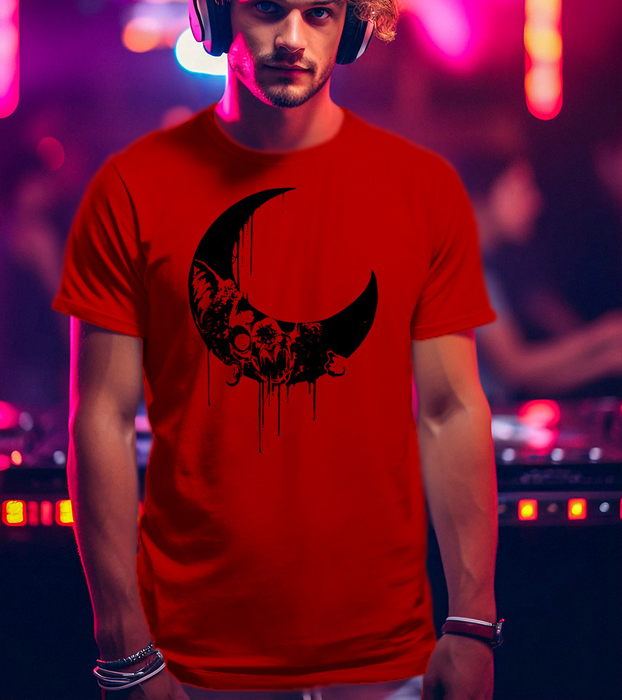 Mxmorggo Blood Moon Bat Dripping T-Shirt