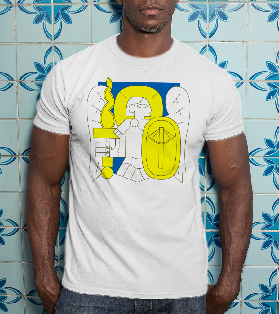 Saintjavelin Merch Kyiv Archangel Torch Shield Emblem T-Shirt