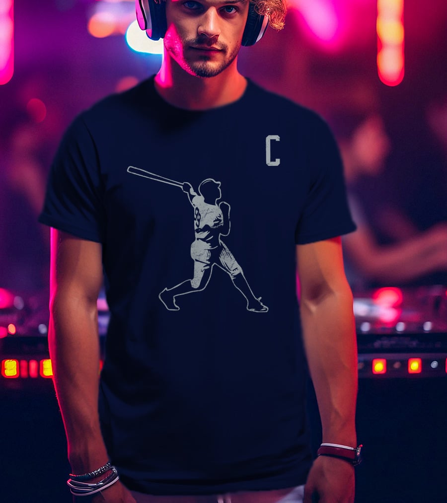 Jomboymedia Shop The C Baseball Silhouette Batter 8 Navy T-Shirt