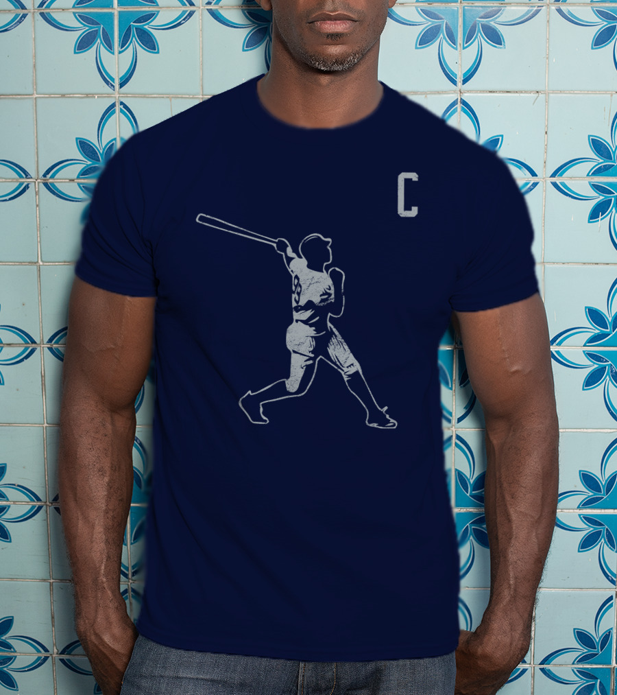 Jomboymedia Shop The C Baseball Silhouette Batter 8 Navy T-Shirt