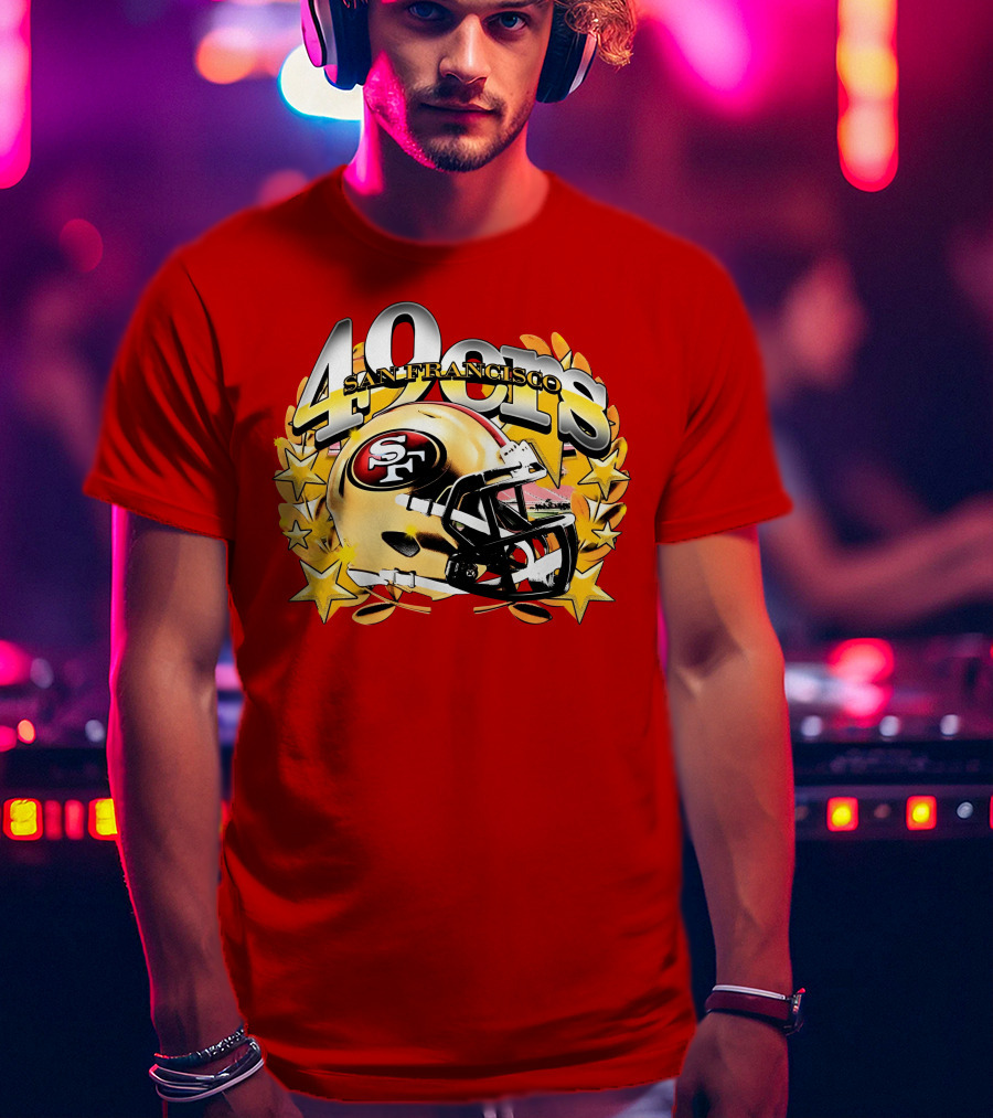 49Ers San Francisco Football Helmet Stars T-Shirt