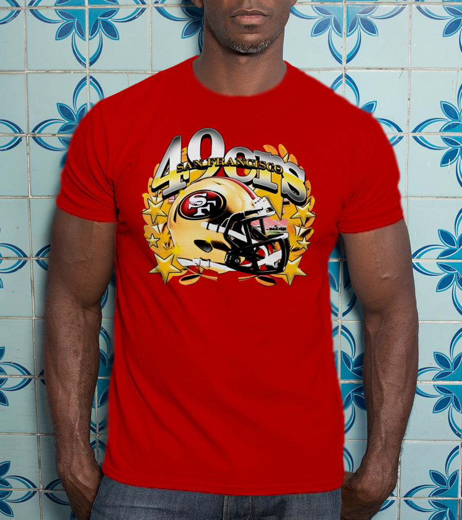 49Ers San Francisco Football Helmet Stars T-Shirt