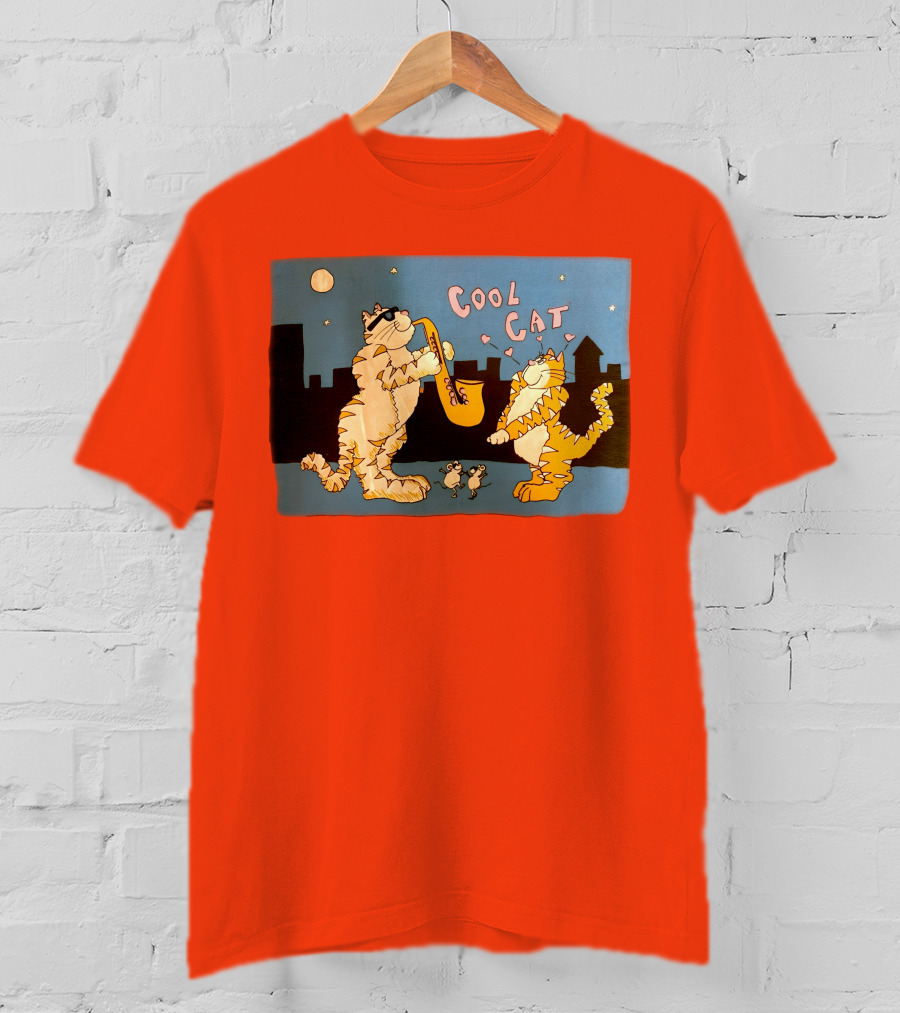 Harry Wearing Cool Cat Playing Saxophone In City Night Sky T-Shirt