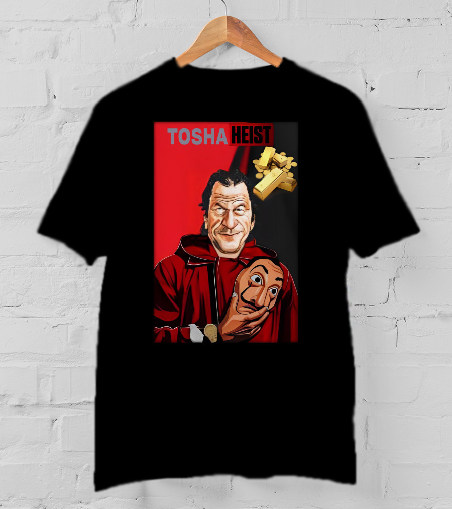 Tosha Heist Garb House Masked Figure With Gold Bars T-Shirt