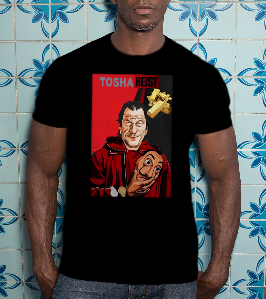 Tosha Heist Garb House Masked Figure With Gold Bars T-Shirt