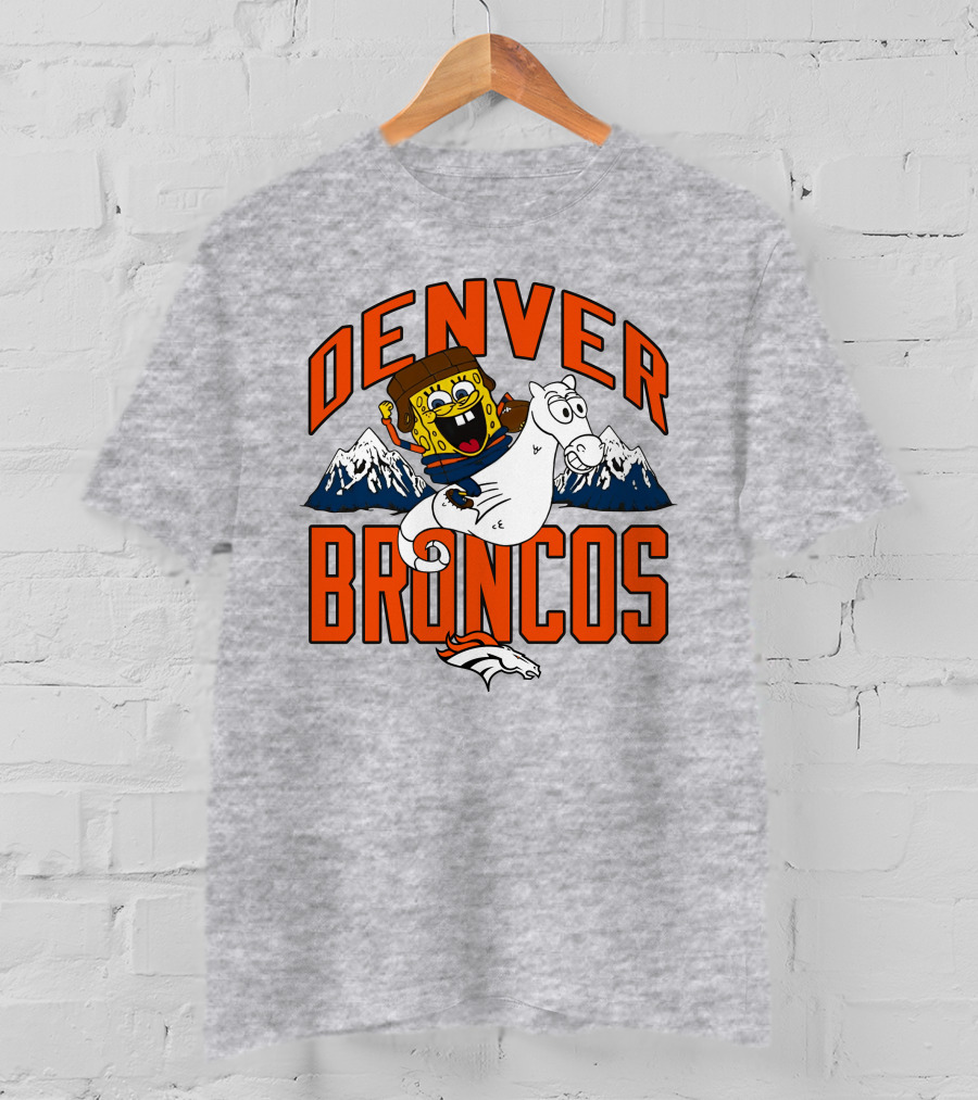 Denver Broncos Homage X Spongebob Men's Fanatics Gray Pro Shop T-Shirt