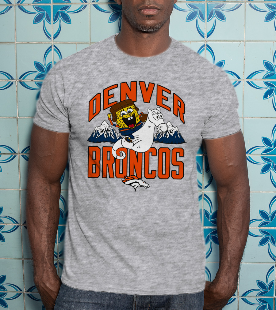 Denver Broncos Homage X Spongebob Men's Fanatics Gray Pro Shop T-Shirt