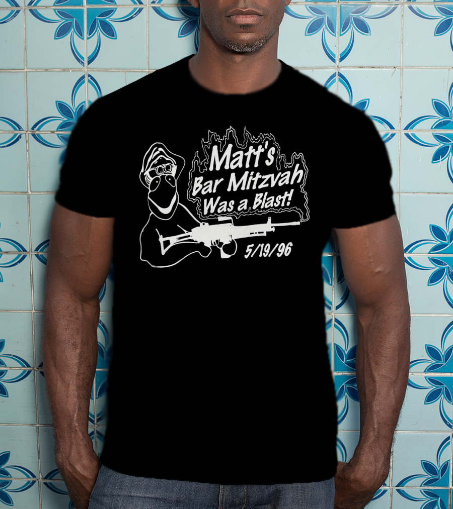 Matt's Bar Mitzvah Was A Blast 5/19/96 With Cartoon Figure And Weapon T-Shirt