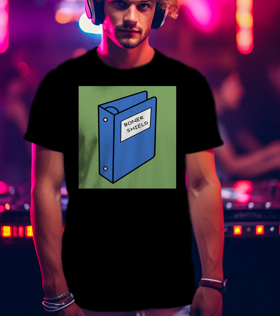BONER SHIELD Blue Binder T-Shirt