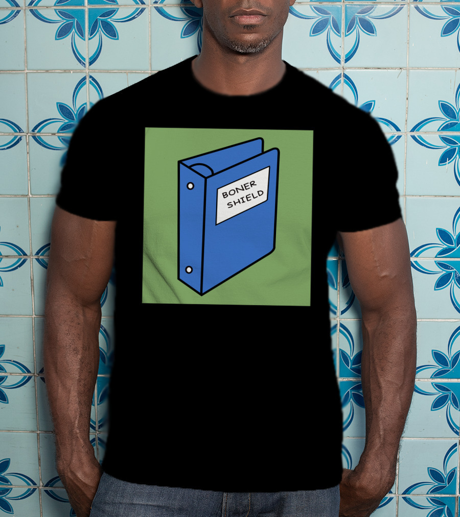 BONER SHIELD Blue Binder T-Shirt