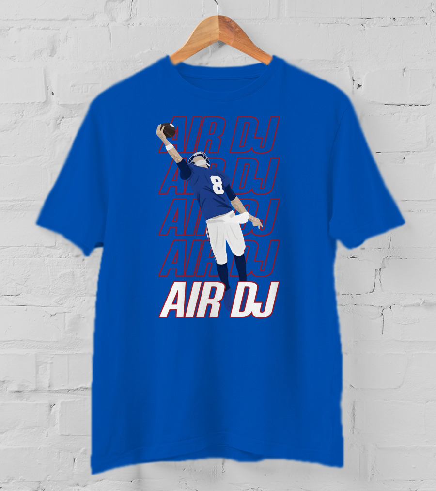 Justin Penik Jomboymedia Air DJ Football Player Number Eight Blue T-Shirt