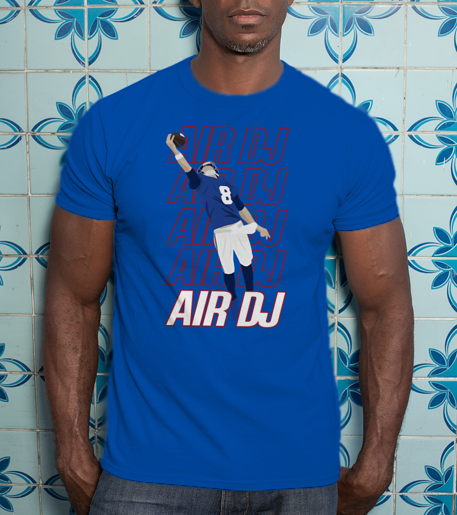 Justin Penik Jomboymedia Air DJ Football Player Number Eight Blue T-Shirt