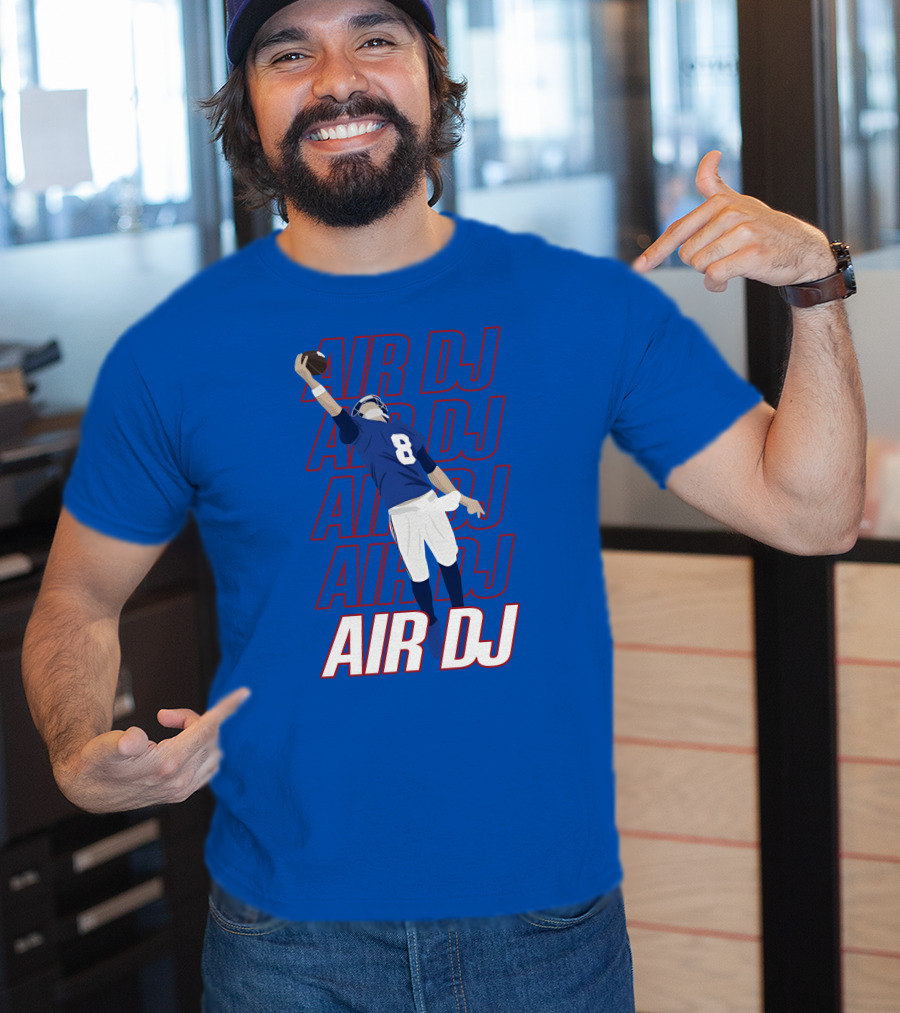 Justin Penik Jomboymedia Air DJ Football Player Number Eight Blue T-Shirt