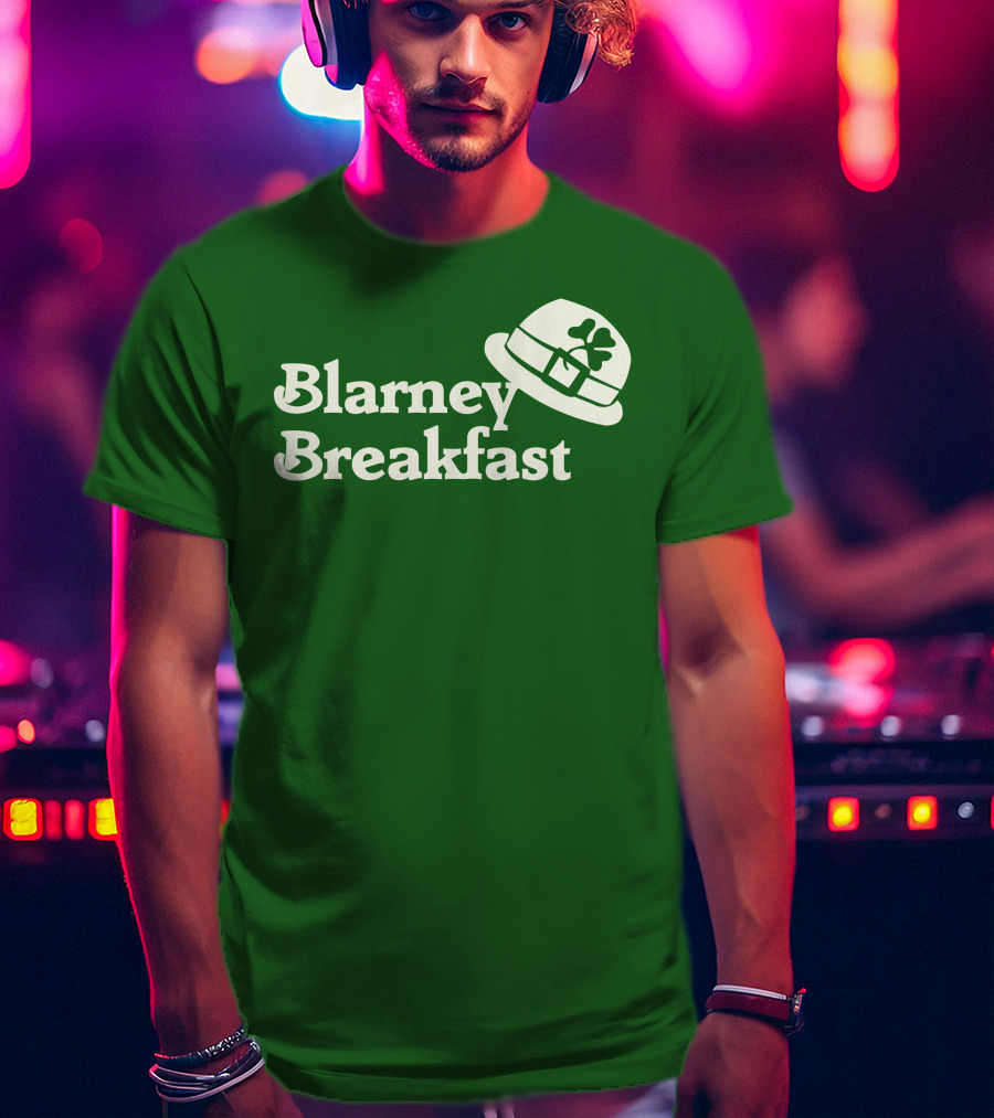 Blarney Breakfast Leprechaun Hat Shamrock Green T-Shirt