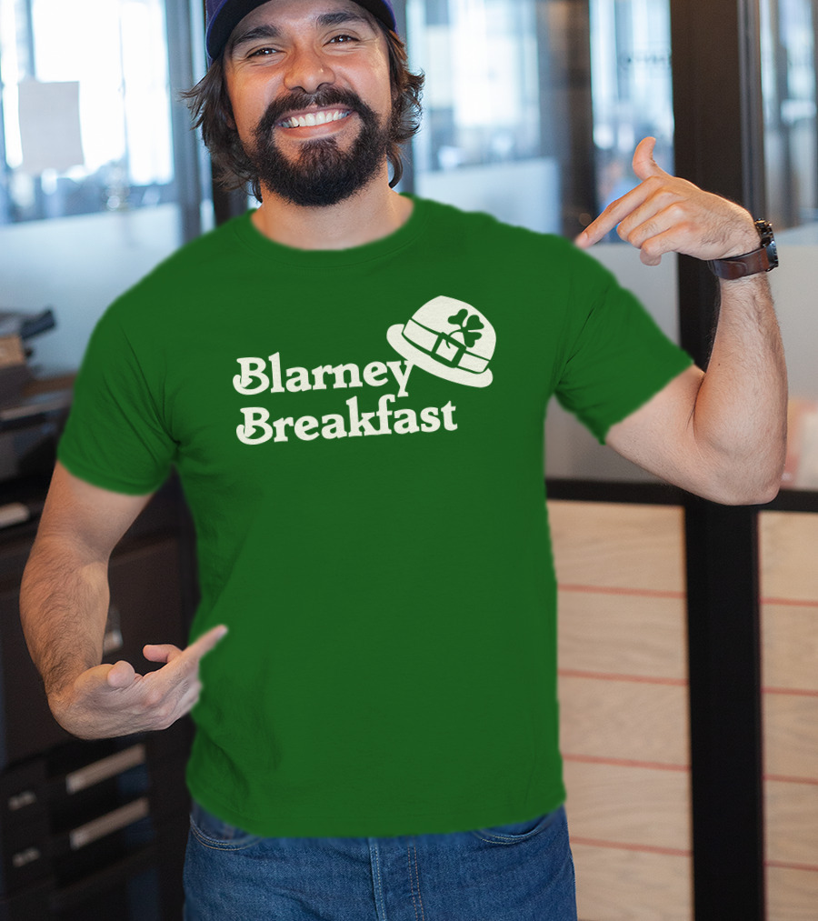 Blarney Breakfast Leprechaun Hat Shamrock Green T-Shirt