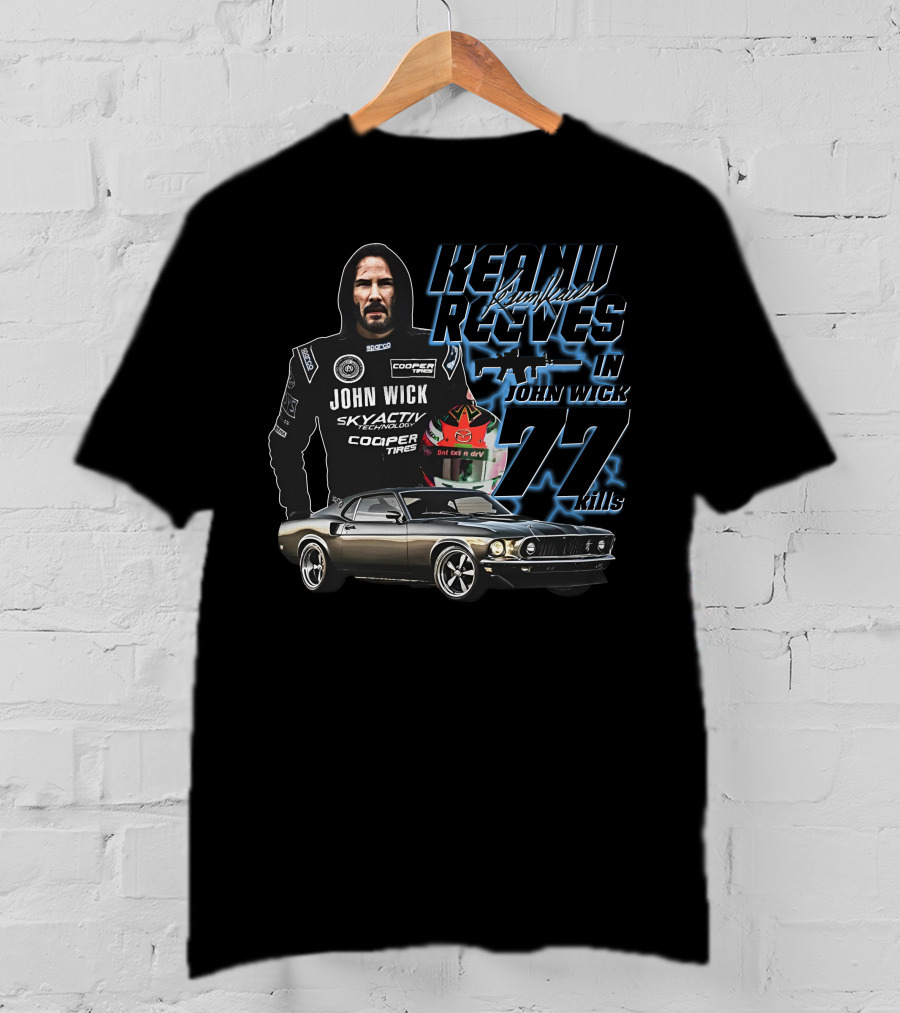Keanu Reeves John Wick Racing Car 77 Kills T-Shirt