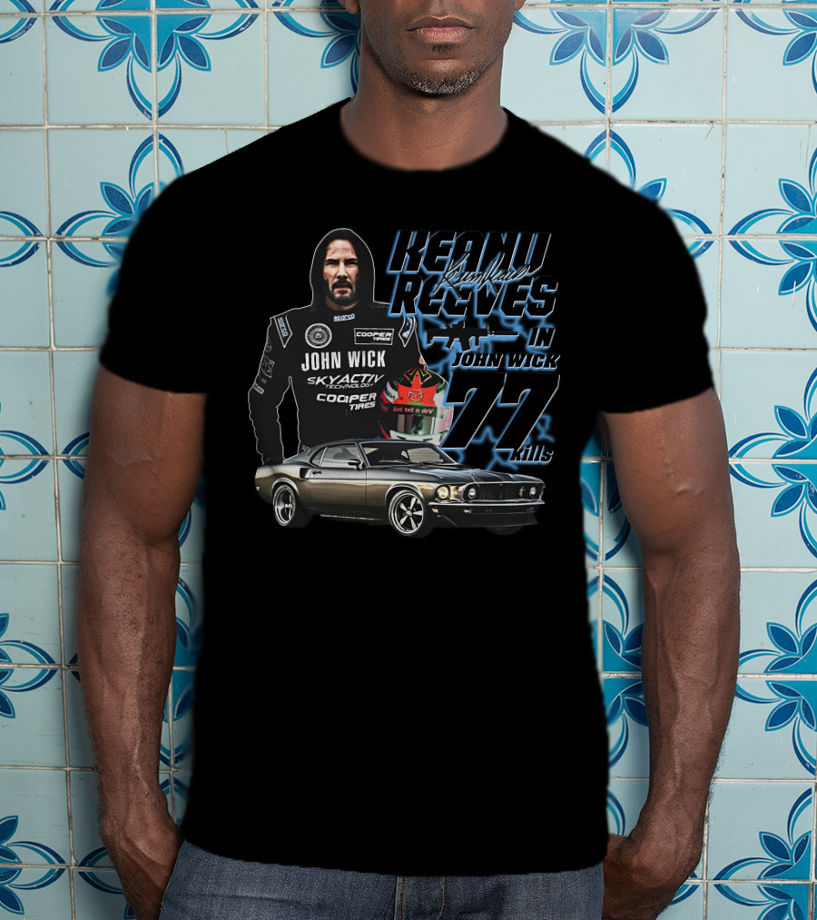Keanu Reeves John Wick Racing Car 77 Kills T-Shirt