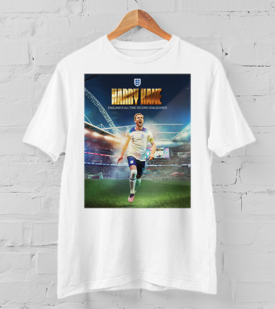 Harry Kane England's All-Time Record Goalscorer Wembley Stadium Celebration Footballer T-Shirt