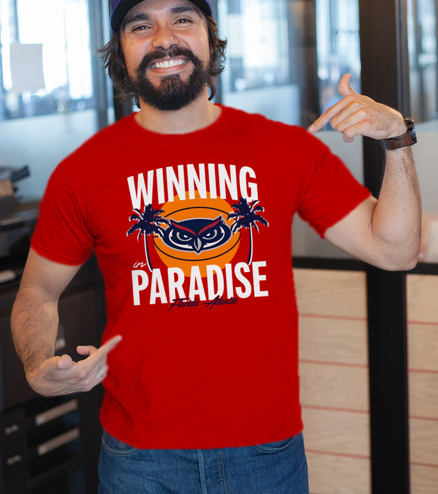 Winning In Paradise Florida Atlantic Owl Sunset Palms T-Shirt